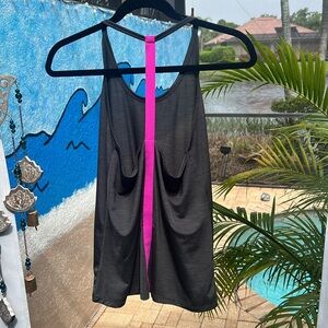 Athleta Mesh Zip Line Racerback Tank Top Hot Pink / Gray Size Small